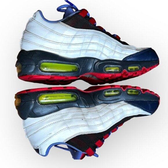 RARE RETRO Y2K NIKE AIR MAX 95 GS solar Blue Red White shoe sneaker 8.5 unisex - Picture 4 of 6